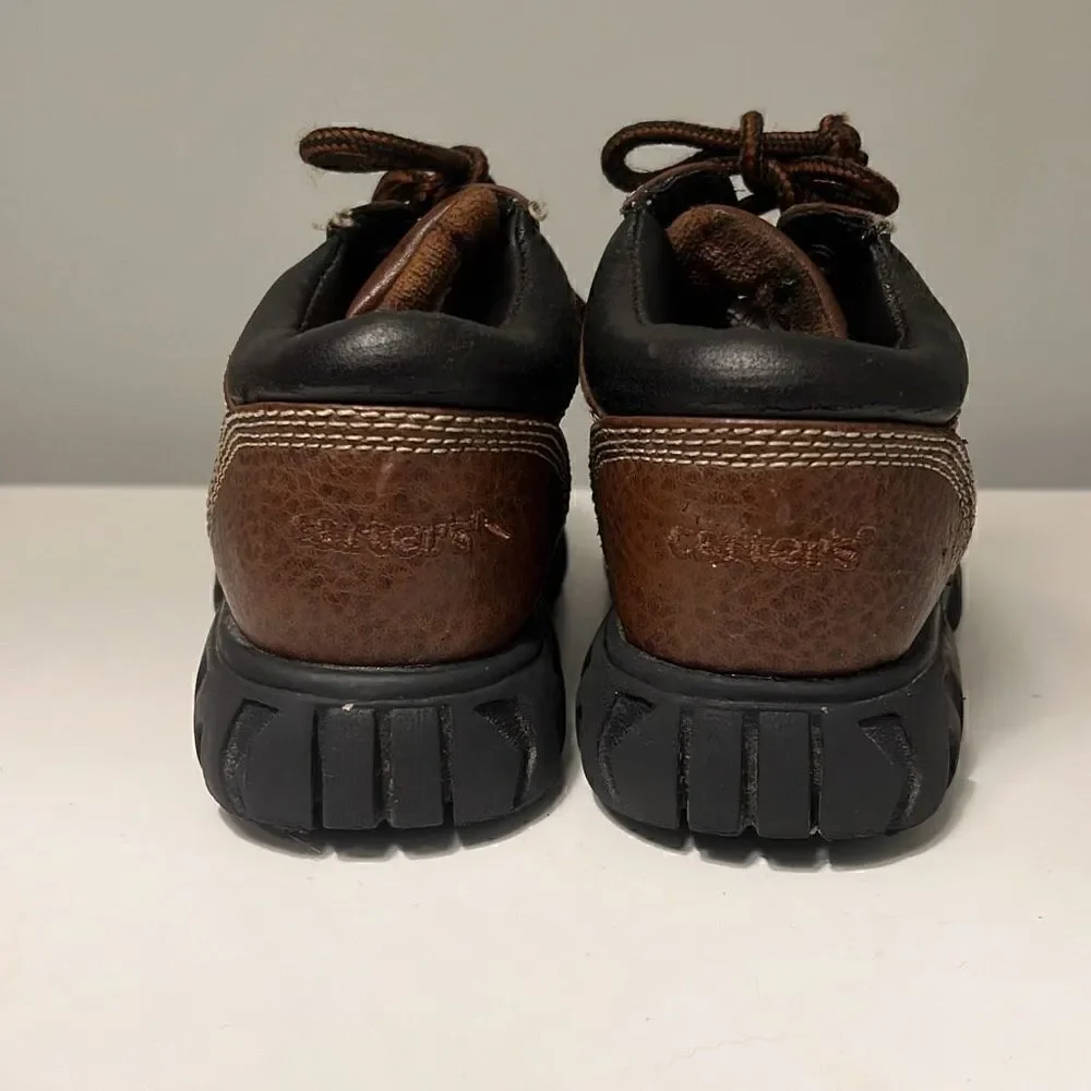 Carter's Toodler Brown Faux Leather Chunky Platform Lace Up Ankle Boot 12-18 Mos